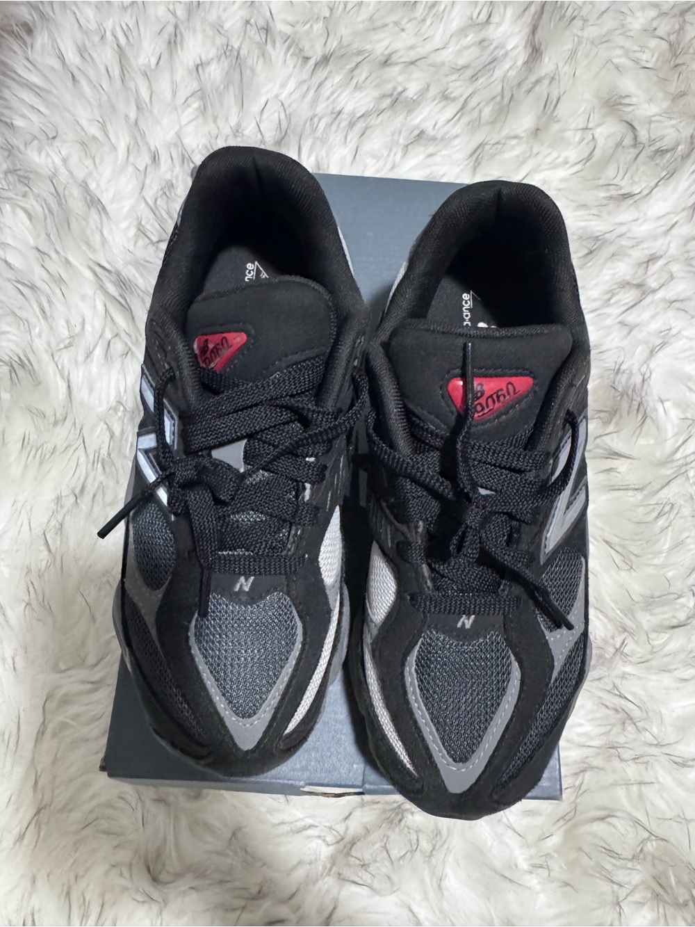 New Balance Black & Gray Kids' Sneaker with Pink Accent